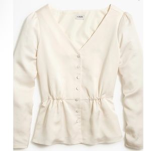 J.Crew Women’s Satin Back Crepe Button-Front Blouse - NWT!